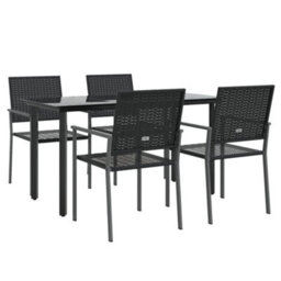 Berkfield 5 Piece Garden Dining Set Poly Rattan And Steel - thumbnail 3