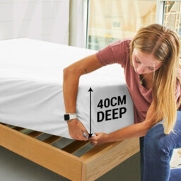 Ameha Super King Plain Dyed Fitted Sheet 40Cm-Extra Deep Pocket White Fitted Bed Sheets Soft Microfiber Bedding Sheet 180X200 Cm - thumbnail 7