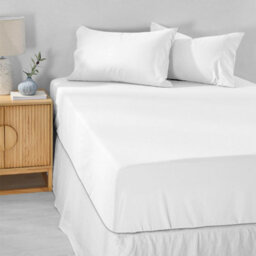 Ameha Super King Plain Dyed Fitted Sheet 40Cm-Extra Deep Pocket White Fitted Bed Sheets Soft Microfiber Bedding Sheet 180X200 Cm - thumbnail 2