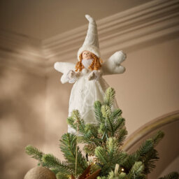 Premier Decorations Limited White Angel With Hat Christmas Tree Topper