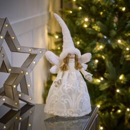 Premier Decorations Limited White Angel With Hat Christmas Tree Topper - thumbnail 4