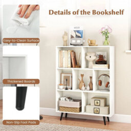 7 Cube White Bookcase Mid Century Modern Storage Organizer - thumbnail 5