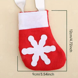 Amorly 36Pcs Felt Mini Christmas Stockings, Red Snowflake Tableware Silverware Holders, Candy Pouch Bags For Xmas Party Table Settings - thumbnail 2