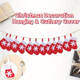 Amorly 36Pcs Felt Mini Christmas Stockings, Red Snowflake Tableware Silverware Holders, Candy Pouch Bags For Xmas Party Table Settings - thumbnail 4