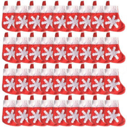 Amorly 36Pcs Felt Mini Christmas Stockings, Red Snowflake Tableware Silverware Holders, Candy Pouch Bags For Xmas Party Table Settings - thumbnail 1
