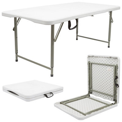 Harbour Housewares Height Adjustable Folding Trestle Table - 120Cm (4Ft) - White - Heavy Duty Portable Indoor & Outdoor - image 1
