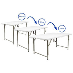 Harbour Housewares Height Adjustable Folding Trestle Table - 120Cm (4Ft) - White - Heavy Duty Portable Indoor & Outdoor - thumbnail 4