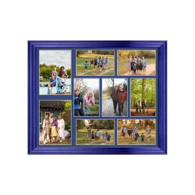 AK Frames 20X16 Purple Classic Multi Photo Frame With Blue Mount - Holds 9 Apertures (2X) 7X5, (7X) 6X4 Photos - image 1