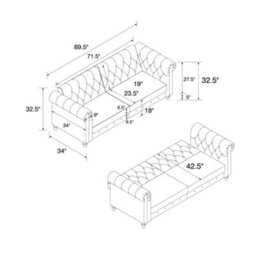 Dorel Felix Chesterfield Sofa Bed In Velvet Blue - thumbnail 5