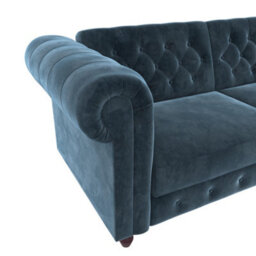 Dorel Felix Chesterfield Sofa Bed In Velvet Blue - thumbnail 3