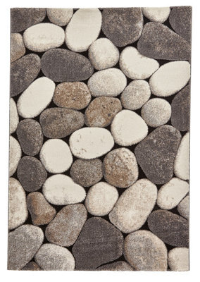 Cream/grey Rug, Stain-Resistant Rug, Abstract Rug, Funky Luxurious Rug For Living Room, & Dining Room-160Cm X 220Cm - image 1