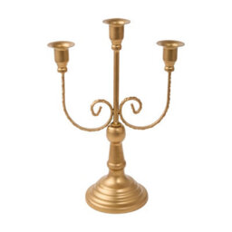Living And Home 2 Pack Golden 3 Arm Vintage Candelabra Iron Candle Holders For Taper Candles Wedding Table Centerpiece - thumbnail 5
