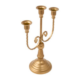 Living And Home 2 Pack Golden 3 Arm Vintage Candelabra Iron Candle Holders For Taper Candles Wedding Table Centerpiece - thumbnail 6