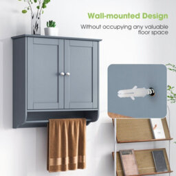 Costway Wall Mounted Bathroom Cabinet Hanging Medicine Cabinet W/ Towel Bar - thumbnail 6