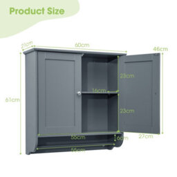 Costway Wall Mounted Bathroom Cabinet Hanging Medicine Cabinet W/ Towel Bar - thumbnail 3