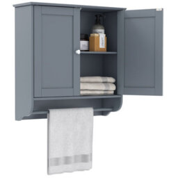 Costway Wall Mounted Bathroom Cabinet Hanging Medicine Cabinet W/ Towel Bar - thumbnail 2