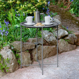 Garden Trading Charcoal Steel Outdoor Bistro Tray Table Only Foldable Removable Tray Top Matt Powder Coated Steel - thumbnail 2