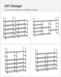 Songmics Storage Tower, 10-Tier Metal Shoe Organizer With Customizable Shelving, Grey - thumbnail 5