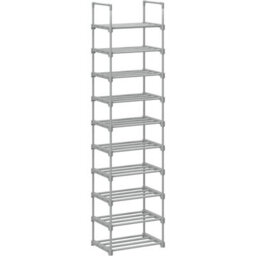 Songmics Storage Tower, 10-Tier Metal Shoe Organizer With Customizable Shelving, Grey - thumbnail 8