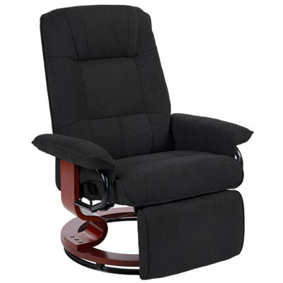 Manual Recliner Swivel Reclining Chair With Footrest Armrests, Black - image 1