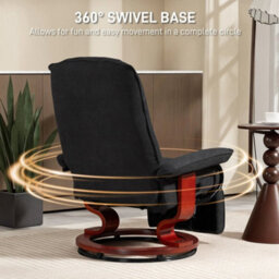 Manual Recliner Swivel Reclining Chair With Footrest Armrests, Black - thumbnail 5