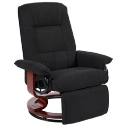 Manual Recliner Swivel Reclining Chair With Footrest Armrests, Black - thumbnail 1
