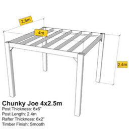 Freestanding Garden Pergola Chunky Joe - Complete Self-Assembly Pergola Kit - Wooden Gazebo - 4X2.5M - thumbnail 4