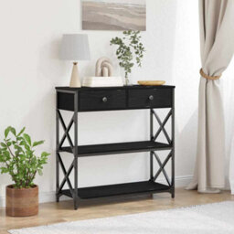Walplus Console Table With Drawer With Shelf Black Oak 75 X 28 X 75 Cm - thumbnail 1