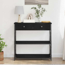 Walplus Console Table With Drawer With Shelf Black Oak 75 X 28 X 75 Cm - thumbnail 3