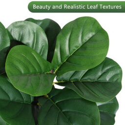 5Ft Realistic Artificial Fiddle Leaf Fig Tree With Decor Stone Indoor Outdoor Floor Lyrata Plant (H)150Cm - thumbnail 3