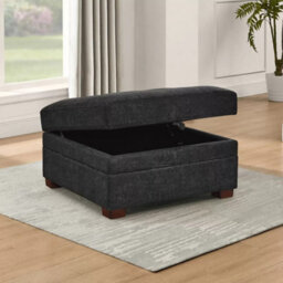 Xample Thomasville Tisdale Dark Grey Fabric Storage Ottoman With Tufted Cushion & Solid Wood Legs Modular Add-On For Tisdale Sofa Set - thumbnail 3