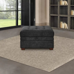 Xample Thomasville Tisdale Dark Grey Fabric Storage Ottoman With Tufted Cushion & Solid Wood Legs Modular Add-On For Tisdale Sofa Set - thumbnail 4