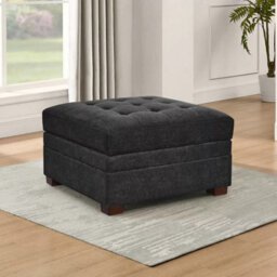Xample Thomasville Tisdale Dark Grey Fabric Storage Ottoman With Tufted Cushion & Solid Wood Legs Modular Add-On For Tisdale Sofa Set - thumbnail 1