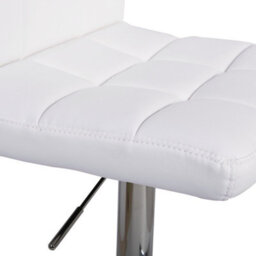 Lamboro Allegro Real Leather Single Kitchen Bar Stool, Chrome Footrest, Adjustable Swivel Gas Lift, Breakfast Bar & Home Barstool, White - thumbnail 7