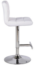 Lamboro Allegro Real Leather Single Kitchen Bar Stool, Chrome Footrest, Adjustable Swivel Gas Lift, Breakfast Bar & Home Barstool, White - thumbnail 3
