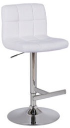 Lamboro Allegro Real Leather Single Kitchen Bar Stool, Chrome Footrest, Adjustable Swivel Gas Lift, Breakfast Bar & Home Barstool, White