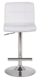 Lamboro Allegro Real Leather Single Kitchen Bar Stool, Chrome Footrest, Adjustable Swivel Gas Lift, Breakfast Bar & Home Barstool, White - thumbnail 2