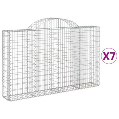 Berkfield Durable Arched Gabion Baskets 7 Pcs 200X30X120/140 Cm Galvanised Iron - image 1