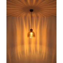 Luminosa Lighting Luminosa Swanson 20Cm Dome Pendant Ceiling Light Matt Black, Glass Amber Shades, E27 - thumbnail 5