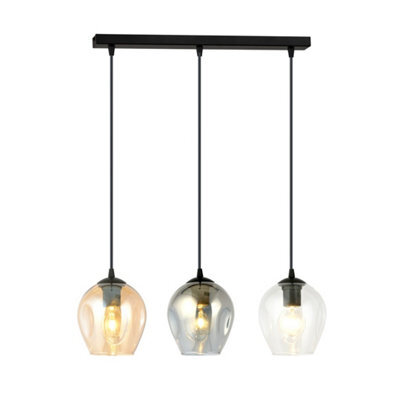 Emibig Lighting Emibig Istar Pendant Lamp  3 X E27 Black With Transparent, Graphite And Amber Shade - image 1