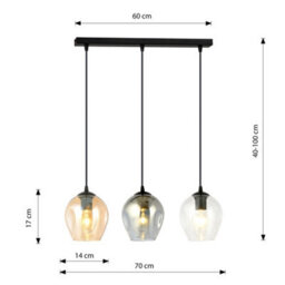 Emibig Lighting Emibig Istar Pendant Lamp  3 X E27 Black With Transparent, Graphite And Amber Shade - thumbnail 9