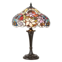 Luminosa Lighting Luminosa Sullivan 2 Light Small Table Lamp Dark Bronze, Tiffany Glass, E27