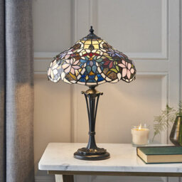 Luminosa Lighting Luminosa Sullivan 2 Light Small Table Lamp Dark Bronze, Tiffany Glass, E27 - thumbnail 2