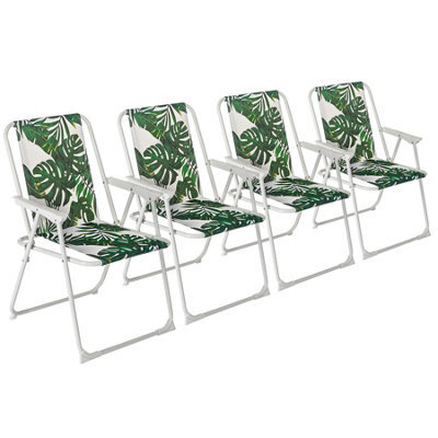 Harbour Housewares Folding Metal Beach Chairs - Banana Leaf - Pack Of 4 - image 1