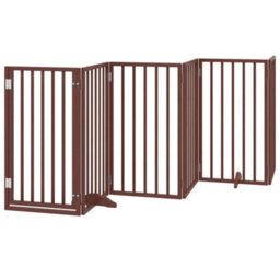 Walplus Brown Dog Gate With Door Foldable 9 Panels 450 Cm Poplar Wood - thumbnail 3