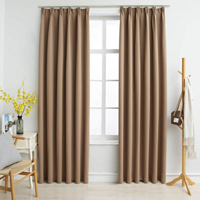 Berkfield Blackout Curtains With Hooks 2 Pcs Taupe 140X175 Cm - image 1