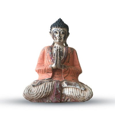 Vintage Hand Carved Buddha Statue 30Cm Welcome