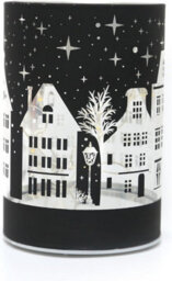 Shatchi 12Cm Christmas Decorated Vase Led Deep Blue Glass Vase / Village - thumbnail 3