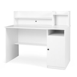 Costway 120 Cm Computer Desk With Monitor Stand Wooden Executive Desk-White - thumbnail 9