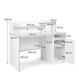 Costway 120 Cm Computer Desk With Monitor Stand Wooden Executive Desk-White - thumbnail 2
